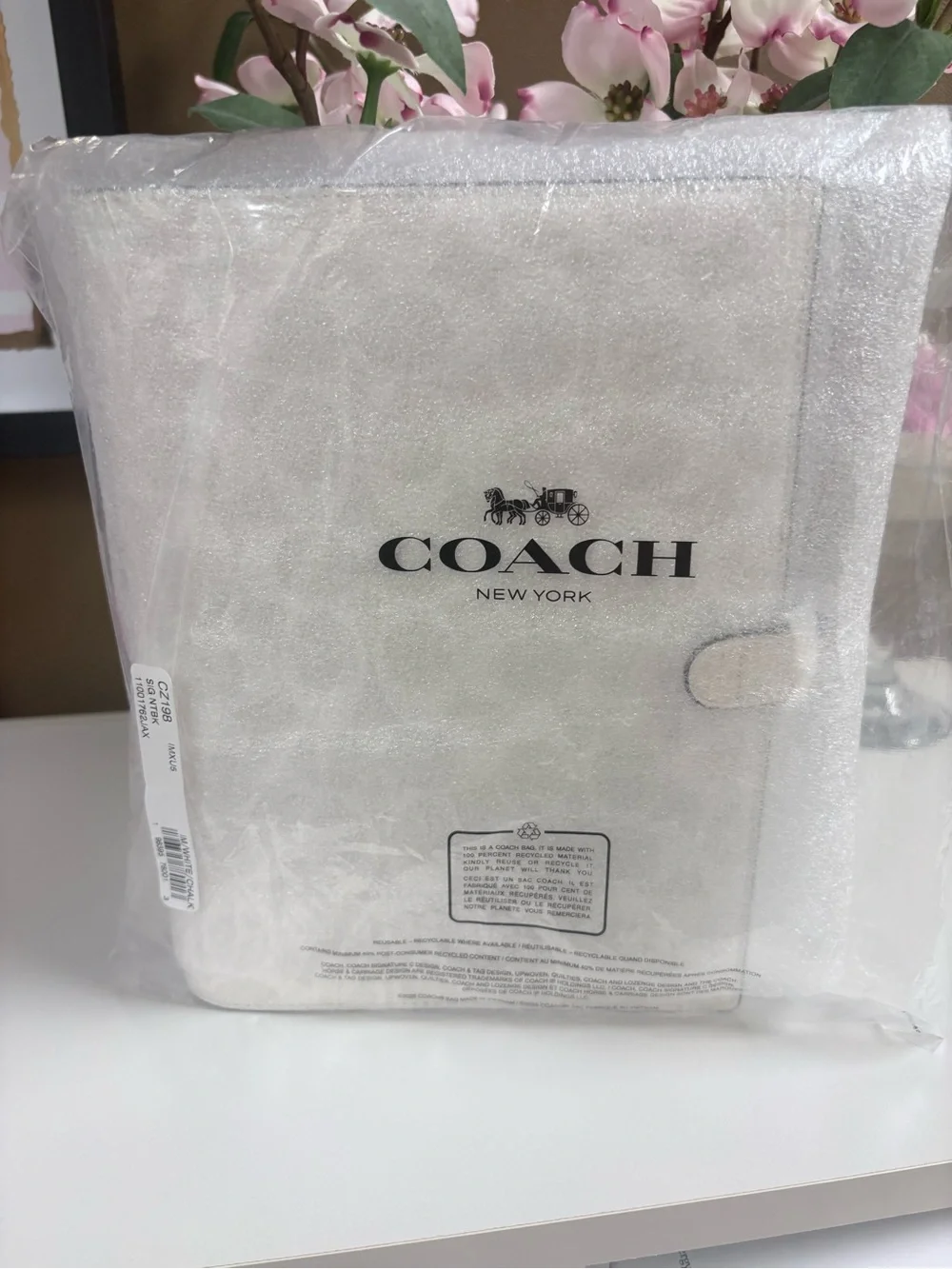 Coach Notebook In Signature Canvas in the Gold/White/Chalk - NWT